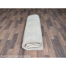 Load image into Gallery viewer, 7&#39;9&quot;x9&#39;10&quot; Bone White, Washed Out Peshawar with Muted Colors Leaf Design, Pure Wool, Hand Knotted, Densely Woven, Oriental Rug FWR5574