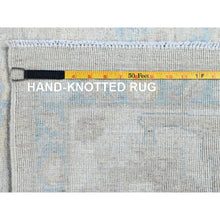 Load image into Gallery viewer, 7&#39;9&quot;x9&#39;10&quot; Ecru Brown, Striae Design Geometric Pattern, Textured Wool and Sari Silk, Hand Knotted, Oriental Rug FWR457134