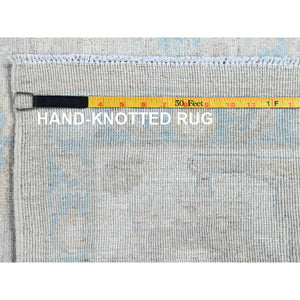 7'9"x9'10" Ecru Brown, Striae Design Geometric Pattern, Textured Wool and Sari Silk, Hand Knotted, Oriental Rug FWR457134