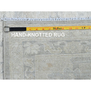 8'10"x12' Chipmunk Brown, Erased and Broken Line Design, Wool & Silk, Hand Knotted, Hi and Low, Oriental Rug FWR458022