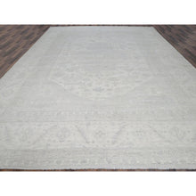 Load image into Gallery viewer, 11&#39;10&quot;x14&#39;7&quot; Pearl White, Washed Out Peshawar With Heriz Design, Hand Knotted, Pure Wool, Densely Woven, Oversized, Oriental Rug FWR5586