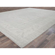 Load image into Gallery viewer, 11&#39;10&quot;x14&#39;7&quot; Pearl White, Washed Out Peshawar With Heriz Design, Hand Knotted, Pure Wool, Densely Woven, Oversized, Oriental Rug FWR5586