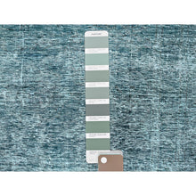 Load image into Gallery viewer, 2&#39;7&quot;x7&#39;9&quot; Viridian Green, Overdyed Vintage Persian Tabriz, Worn and Distressed, Sides and Ends Professionally Secured, Shaved Low, Hand Knotted, 100% Wool, Fragment, Runner, Oriental Rug Sh934 FWR5604