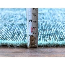 Load image into Gallery viewer, 2&#39;7&quot;x7&#39;9&quot; Viridian Green, Overdyed Vintage Persian Tabriz, Worn and Distressed, Sides and Ends Professionally Secured, Shaved Low, Hand Knotted, 100% Wool, Fragment, Runner, Oriental Rug Sh934 FWR5604