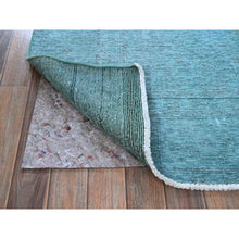 Load image into Gallery viewer, 2&#39;5&quot;x11&#39;1&quot; Tile Blue, Overdyed Vintage Persian Tabriz, Shaved Down, Worn And Distressed, Sides And Ends Professionally Secured, Hand Knotted, 100% Wool, Fragment, Narrow Runner, Oriental Rug FWR5610