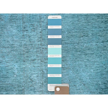 Load image into Gallery viewer, 2&#39;5&quot;x11&#39;1&quot; Tile Blue, Overdyed Vintage Persian Tabriz, Shaved Down, Worn And Distressed, Sides And Ends Professionally Secured, Hand Knotted, 100% Wool, Fragment, Narrow Runner, Oriental Rug FWR5610