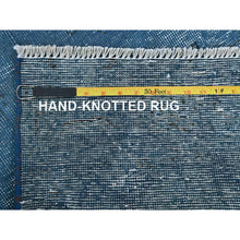 Load image into Gallery viewer, 2&#39;2&quot;x9&#39; Bayern Blue, Overdyed Vintage Persian Tabriz, Worn and Distressed, Sides and Ends Professionally Secured, Cropped Thin, Hand Knotted, 100% Wool, Fragment, Narrow Runner, Oriental Rug Sh940 FWR5640
