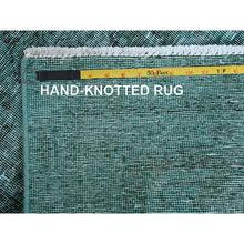 Load image into Gallery viewer, 2&#39;4&quot;x10&#39;2&quot; Bottle Green, Overdyed Vintage Persian Tabriz, Worn and Distressed, Hand Knotted, 100% Wool, Sides and Ends Professionally Secured, Sheared Low, Fragment, Narrow Runner, Oriental Rug Sh942 FWR5652