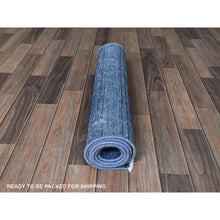 Load image into Gallery viewer, 2&#39;2&quot;x6&#39;2&quot; Carolina Blue, Overdyed Vintage Persian Tabriz, Worn And Distressed, Sides And Ends Professionally Secured, Shaved Low, Hand Knotted, 100% Wool, Fragment, Narrow Runner, Oriental Rug FWR5658