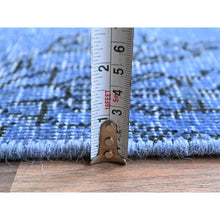 Load image into Gallery viewer, 2&#39;2&quot;x6&#39;2&quot; Carolina Blue, Overdyed Vintage Persian Tabriz, Worn And Distressed, Sides And Ends Professionally Secured, Shaved Low, Hand Knotted, 100% Wool, Fragment, Narrow Runner, Oriental Rug FWR5658
