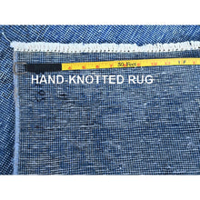 Load image into Gallery viewer, 2&#39;2&quot;x6&#39;2&quot; Carolina Blue, Overdyed Vintage Persian Tabriz, Worn and Distressed, Sides and Ends Professionally Secured, Shaved Low, Hand Knotted, 100% Wool, Fragment, Narrow Runner, Oriental Rug Sh943 FWR5658