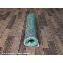 Load image into Gallery viewer, 2&#39;3&quot;x7&#39;5&quot; Wasabi Green, Overdyed Vintage Persian Tabriz with Distinct Abrash, Worn and Distressed, Sides and Ends Professionally Secured, Shaved Low, Hand Knotted, 100% Wool, Fragment, Narrow Runner, Oriental Rug Sh946 FWR5676