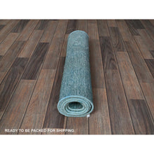 Load image into Gallery viewer, 2&#39;3&quot;x6&#39;1&quot; Turkish Blue, Overdyed Vintage Persian Tabriz, Worn and Distressed, Sides and Ends Professionally Secured, Shaved Down, Hand Knotted, 100% Wool, Fragment, Narrow Runner, Oriental Rug Sh948 FWR5688