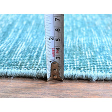 Load image into Gallery viewer, 2&#39;3&quot;x6&#39;1&quot; Turkish Blue, Overdyed Vintage Persian Tabriz, Worn and Distressed, Sides and Ends Professionally Secured, Shaved Down, Hand Knotted, 100% Wool, Fragment, Narrow Runner, Oriental Rug Sh948 FWR5688