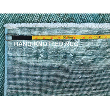 Load image into Gallery viewer, 2&#39;3&quot;x6&#39;1&quot; Turkish Blue, Overdyed Vintage Persian Tabriz, Worn and Distressed, Sides and Ends Professionally Secured, Shaved Down, Hand Knotted, 100% Wool, Fragment, Narrow Runner, Oriental Rug Sh948 FWR5688