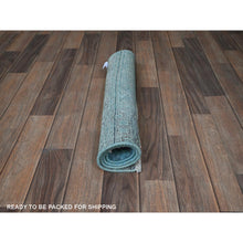 Load image into Gallery viewer, 2&#39;x3&#39;2&quot; Sky Blue, Overdyed Vintage Persian Tabriz, Worn and Distressed, Sides and Ends Professionally Secured, Shaved Down, Hand Knotted, Pure Wool, Fragment, Mat, Oriental Rug FWR5706