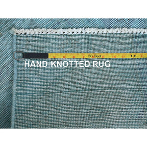 2'x3'2" Sky Blue, Overdyed Vintage Persian Tabriz, Worn And Distressed, Sides And Ends Professionally Secured, Shaved Down, Hand Knotted, Pure Wool, Fragment, Mat, Oriental Rug FWR5706
