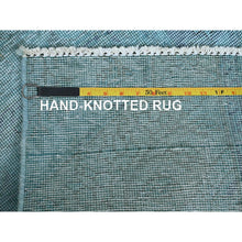 Load image into Gallery viewer, 2&#39;x3&#39;2&quot; Sky Blue, Overdyed Vintage Persian Tabriz, Worn And Distressed, Sides And Ends Professionally Secured, Shaved Down, Hand Knotted, Pure Wool, Fragment, Mat, Oriental Rug FWR5706