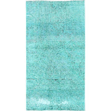 Load image into Gallery viewer, 2&#39;3&#39;x4&#39;6&quot; Bottle Green, Overdyed Vintage Persian Tabriz, Worn and Distressed, Sides and Ends Professionally Secured, Shaved Down, Hand Knotted, 100% Wool, Fragment, Mat, Oriental Rug Sh955 FWR5730
