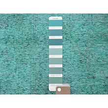 Load image into Gallery viewer, 2&#39;3&#39;x4&#39;6&quot; Bottle Green, Overdyed Vintage Persian Tabriz, Worn And Distressed, Sides And Ends Professionally Secured, Shaved Down, Hand Knotted, 100% Wool, Fragment, Mat, Oriental Rug FWR5730