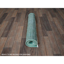 Load image into Gallery viewer, 2&#39;3&#39;x4&#39;6&quot; Bottle Green, Overdyed Vintage Persian Tabriz, Worn And Distressed, Sides And Ends Professionally Secured, Shaved Down, Hand Knotted, 100% Wool, Fragment, Mat, Oriental Rug FWR5730
