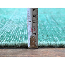 Load image into Gallery viewer, 2&#39;3&#39;x4&#39;6&quot; Bottle Green, Overdyed Vintage Persian Tabriz, Worn And Distressed, Sides And Ends Professionally Secured, Shaved Down, Hand Knotted, 100% Wool, Fragment, Mat, Oriental Rug FWR5730