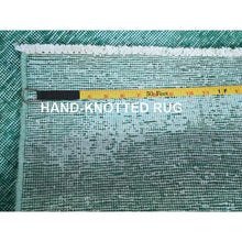 Load image into Gallery viewer, 2&#39;3&#39;x4&#39;6&quot; Bottle Green, Overdyed Vintage Persian Tabriz, Worn And Distressed, Sides And Ends Professionally Secured, Shaved Down, Hand Knotted, 100% Wool, Fragment, Mat, Oriental Rug FWR5730