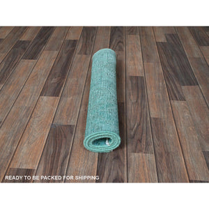 2'x3'6" Aqua Blue, Overdyed Vintage Persian Tabriz, Worn And Distressed, Sides And Ends Professionally Secured, Cropped Thin, Hand Knotted, 100% Wool, Fragment, Mat, Oriental Rug FWR5742