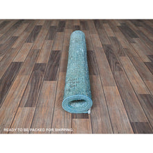 Load image into Gallery viewer, 3&#39;1&quot;x5&#39;1&quot; Aqua Blue, Overdyed Vintage Persian Tabriz, Worn And Distressed, Sides And Ends Professionally Secured, Shaved Low, Hand Knotted, 100% Wool, Fragment, Oriental Rug FWR5820