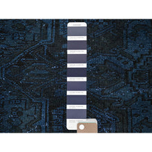 Load image into Gallery viewer, 2&#39;3&quot;x11&#39; Midnight Blue, Overdyed Vintage Persian Tabriz, Worn And Distressed, Shaved Down, Sides And Ends Professionally Secured, Hand Knotted, 100% Wool, Fragment, Narrow Runner, Oriental Rug FWR5832