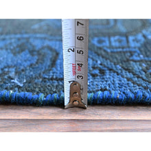 Load image into Gallery viewer, 2&#39;3&quot;x11&#39; Midnight Blue, Overdyed Vintage Persian Tabriz, Worn And Distressed, Shaved Down, Sides And Ends Professionally Secured, Hand Knotted, 100% Wool, Fragment, Narrow Runner, Oriental Rug FWR5832