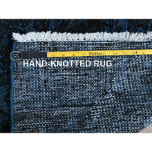 Load image into Gallery viewer, 2&#39;3&quot;x11&#39; Midnight Blue, Overdyed Vintage Persian Tabriz, Worn And Distressed, Shaved Down, Sides And Ends Professionally Secured, Hand Knotted, 100% Wool, Fragment, Narrow Runner, Oriental Rug FWR5832