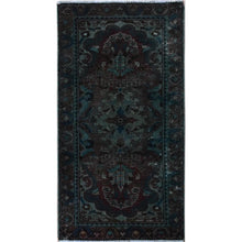 Load image into Gallery viewer, 2&#39;2&quot;x4&#39;2&quot; Wine Red, Overdyed Vintage Persian Lilahan with Geometric Pattern, Shaved Low, Zero Pile, Evenly Worn, Sides and Ends Professionally Secured, Clean, Hand Knotted, 100% Wool, Mat, Oriental Rug Sh975 FWR5850