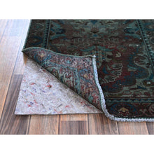 Load image into Gallery viewer, 2&#39;2&quot;x4&#39;2&quot; Wine Red, Overdyed Vintage Persian Lilahan with Geometric Pattern, Shaved Low, Zero Pile, Evenly Worn, Sides and Ends Professionally Secured, Clean, Hand Knotted, 100% Wool, Mat, Oriental Rug Sh975 FWR5850