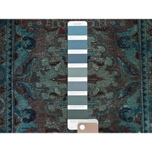 Load image into Gallery viewer, 2&#39;2&quot;x4&#39;2&quot; Wine Red, Overdyed Vintage Persian Lilahan with Geometric Pattern, Shaved Low, Zero Pile, Evenly Worn, Sides and Ends Professionally Secured, Clean, Hand Knotted, 100% Wool, Mat, Oriental Rug Sh975 FWR5850