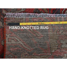 Load image into Gallery viewer, 2&#39;x3&#39;10&quot; Crimson Red, Vintage Northwest Persian With Eagle Kazak Design, Cropped Thin, Zero Pile, Sides And Ends Professionally Secured, Hand Knotted, 100% Wool, Fragment, Mat, Oriental Rug FWR5868