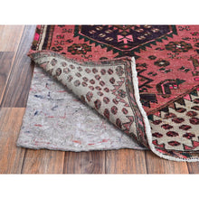 Load image into Gallery viewer, 2&#39;3&quot;x3&#39;7&quot; Rose Pink, Overdyed Vintage Persian Hamadan with Geometric Pattern, Small Animal Figurines, Hand Knotted, 100% Wool, Abrash, Sheared Low, Zero Pile, Sides and Ends Professionally Secured, Clean, Mat, Oriental Rug Sh979 FWR5874