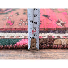 Load image into Gallery viewer, 2&#39;3&quot;x3&#39;7&quot; Rose Pink, Overdyed Vintage Persian Hamadan with Geometric Pattern, Small Animal Figurines, Hand Knotted, 100% Wool, Abrash, Sheared Low, Zero Pile, Sides and Ends Professionally Secured, Clean, Mat, Oriental Rug Sh979 FWR5874