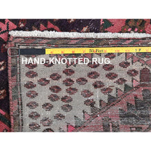 Load image into Gallery viewer, 2&#39;3&quot;x3&#39;7&quot; Rose Pink, Overdyed Vintage Persian Hamadan with Geometric Pattern, Small Animal Figurines, Hand Knotted, 100% Wool, Abrash, Sheared Low, Zero Pile, Sides and Ends Professionally Secured, Clean, Mat, Oriental Rug Sh979 FWR5874