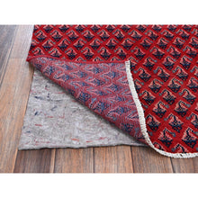 Load image into Gallery viewer, 2&#39;1&quot;x5&#39;1&quot; Ajax Red, Vintage Persian Tabriz with Repetitive and Intricate Boteh Design, Shaved Down, Zero Pile, Sides and Ends Professionally Secured, Clean, Hand Knotted, Pure Wool, Fragment, Short &amp; Narrow Runner, Oriental Rug FWR5886