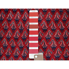 Load image into Gallery viewer, 2&#39;1&quot;x5&#39;1&quot; Ajax Red, Vintage Persian Tabriz with Repetitive and Intricate Boteh Design, Shaved Down, Zero Pile, Sides and Ends Professionally Secured, Clean, Hand Knotted, Pure Wool, Fragment, Short &amp; Narrow Runner, Oriental Rug FWR5886
