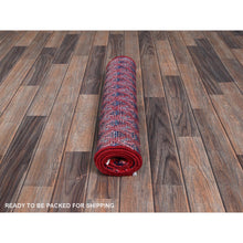 Load image into Gallery viewer, 2&#39;1&quot;x5&#39;1&quot; Ajax Red, Vintage Persian Tabriz with Repetitive and Intricate Boteh Design, Shaved Down, Zero Pile, Sides and Ends Professionally Secured, Clean, Hand Knotted, Pure Wool, Fragment, Short &amp; Narrow Runner, Oriental Rug FWR5886