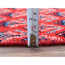Load image into Gallery viewer, 2&#39;1&quot;x5&#39;1&quot; Ajax Red, Vintage Persian Tabriz with Repetitive and Intricate Boteh Design, Shaved Down, Zero Pile, Sides and Ends Professionally Secured, Clean, Hand Knotted, Pure Wool, Fragment, Short &amp; Narrow Runner, Oriental Rug FWR5886