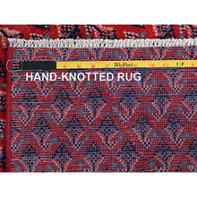 Load image into Gallery viewer, 2&#39;1&quot;x5&#39;1&quot; Ajax Red, Vintage Persian Tabriz with Repetitive and Intricate Boteh Design, Shaved Down, Zero Pile, Sides and Ends Professionally Secured, Clean, Hand Knotted, Pure Wool, Fragment, Short &amp; Narrow Runner, Oriental Rug FWR5886