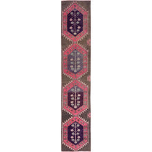 Load image into Gallery viewer, 2&#39;x11&#39; Rose Pink, Vintage Northwest Persian with Geometric Pattern, Cropped Thin, Zero Pile, Even Wear, Sides and Ends Professionally Secured, Clean, Hand Knotted, Pure Wool, Narrow Runner, Oriental Rug Sh984 FWR5904