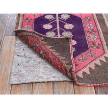 Load image into Gallery viewer, 2&#39;x11&#39; Rose Pink, Vintage Northwest Persian with Geometric Pattern, Cropped Thin, Zero Pile, Even Wear, Sides and Ends Professionally Secured, Clean, Hand Knotted, Pure Wool, Narrow Runner, Oriental Rug Sh984 FWR5904