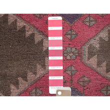 Load image into Gallery viewer, 2&#39;x11&#39; Rose Pink, Vintage Northwest Persian with Geometric Pattern, Cropped Thin, Zero Pile, Even Wear, Sides and Ends Professionally Secured, Clean, Hand Knotted, Pure Wool, Narrow Runner, Oriental Rug Sh984 FWR5904