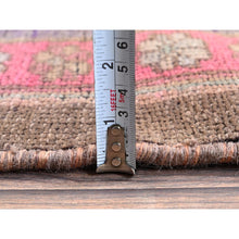 Load image into Gallery viewer, 2&#39;x11&#39; Rose Pink, Vintage Northwest Persian with Geometric Pattern, Cropped Thin, Zero Pile, Even Wear, Sides and Ends Professionally Secured, Clean, Hand Knotted, Pure Wool, Narrow Runner, Oriental Rug Sh984 FWR5904