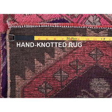 Load image into Gallery viewer, 2&#39;x11&#39; Rose Pink, Vintage Northwest Persian with Geometric Pattern, Cropped Thin, Zero Pile, Even Wear, Sides and Ends Professionally Secured, Clean, Hand Knotted, Pure Wool, Narrow Runner, Oriental Rug Sh984 FWR5904