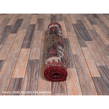 Load image into Gallery viewer, 2&#39;4&quot;x9&#39; Scarlet Red, Vintage Persian Karajeh With Geometric Medallions, Sheared Low, Zero Pile, Evenly Worn, Sides And Ends Professionally Secured, Clean, Hand Knotted, Pure Wool, Narrow Runner, Oriental Rug FWR5916